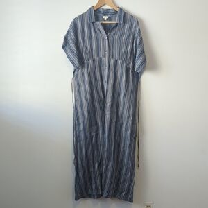 En Creme Blue Striped Button-Up Dress NWOT